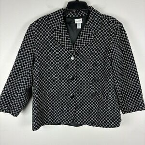 Chicos Black Short Jacket Womans sz 3 / XL Wool Blend Work Blazer